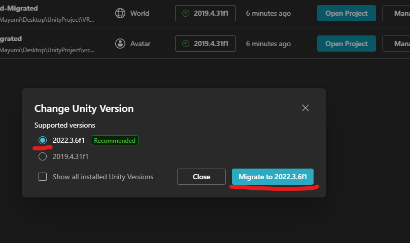 vrchat unity2022 アップデート