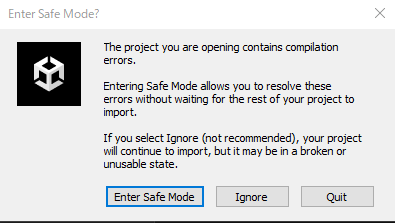 unity Enter SafeMode