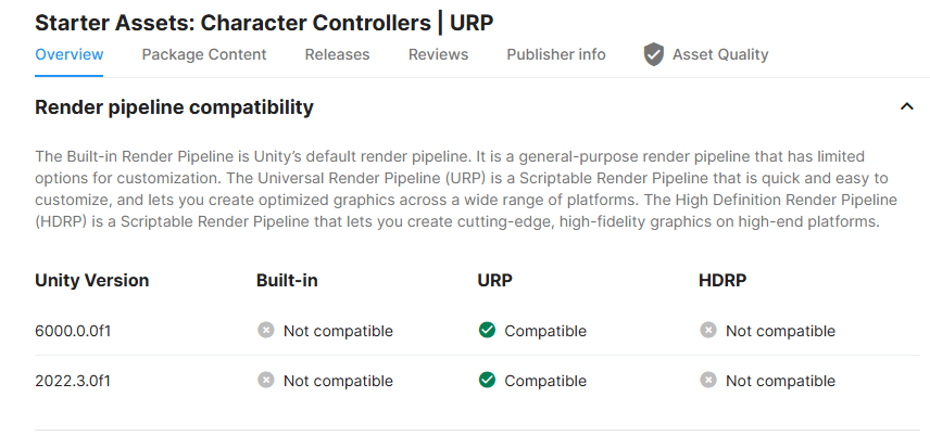 unity starter assets urp