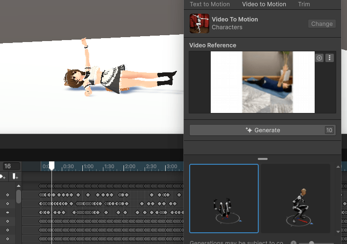 Unity 6.2 アニメーション　自動生成　AI