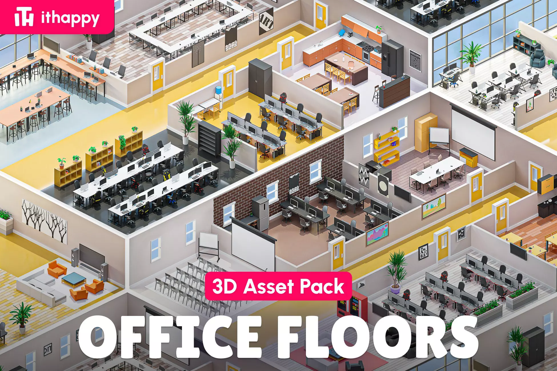 Office Floors - Low Poly 3D Models Pack unityアセット オフィス