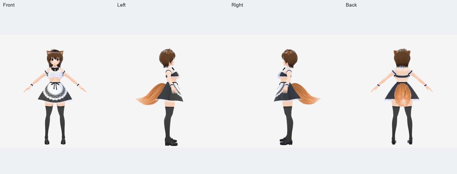 元のVRoidキャラクターの4方向資料