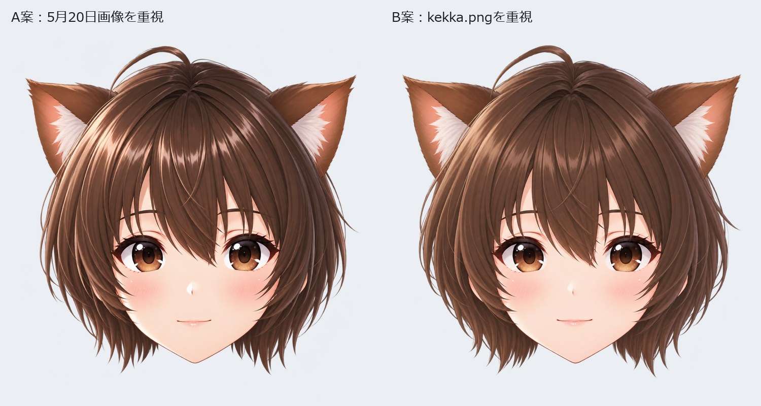 頭部画像のA案とB案